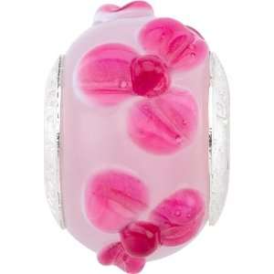  Persona Italian Glass Pink Flowers Charm fits Pandora 