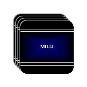 Personal Name Gift   MILLI Set of 4 Mini Mousepad Coasters (black 