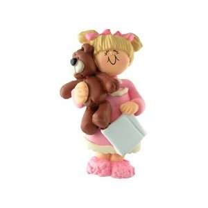   Girl with Teddy Ornament Christmas Personalization 