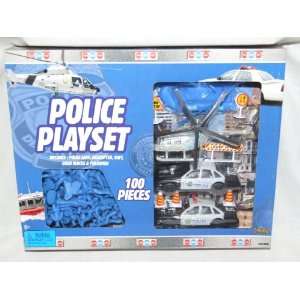   Police Cars, Helicopter, Raft, Road Blocks and Policemen Toys & Games
