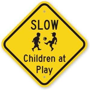  Slow , Children At Play (with Graphic) Aluminum Sign, 12 