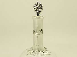 Sterling Silver Mounted Decanter with Blown Glass   Antique Victorian 