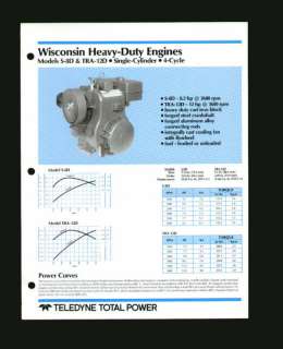 Wisconsin S 8D TRA 12D Engine Specifications Brochure  