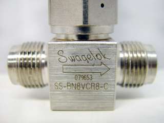 Swagelok SS BN8VCR8 C High Purity Bellows Valve 1/2 in.  