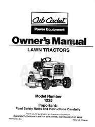 IH CUB CADET Model 1225 Tractor Owners Operators Manual  