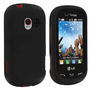 Black Hard Snap On Skin Case Cover for LG Extravert VN271 Phone  