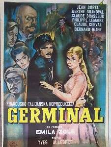 GERMINAL JEAN SOREL RARE YUGOSLAV MOVIE POSTER 1963  