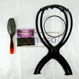 NEW Plastic Durable Wig Stand+Wig Cap+Brush Package  
