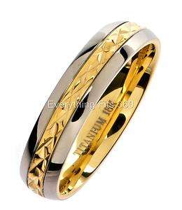 Titanium Wedding Ring 18K Gold Plated * Aerospace * Grade 5 Band 5mm 