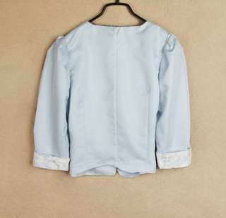 Womens Waist length Puff Short Lace Sleeve Casual Suits Blazer Jacket 