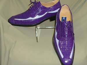 Mens Purple & Lavender 2 Tone Wave Faux Croco Dress Shoes Roberto 