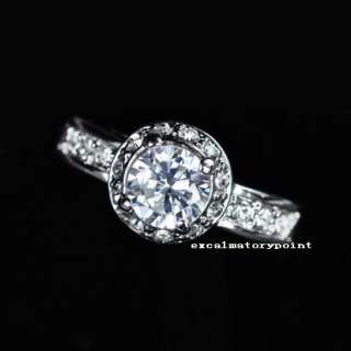 Size6 18k White Gold GP w/ Swarovski Crystal Wedding Engagement Ring 