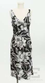 Betsey Johnson Black & White Silk Floral Print Sleeveless Dress Size S 