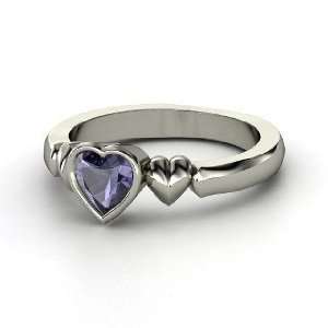  My Heart Beats for You Ring, Heart Iolite 14K White Gold 