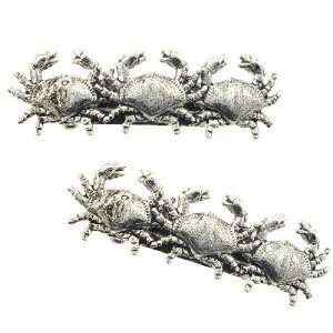    Walking CRABS Silver Handcrafted Barrette Set of 2 