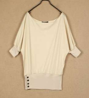 Trendy womens boat neck short sleeve T shirts loose blouse casual tops 