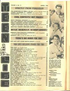 Vintage Beatles Magazine Teen Life Mar 66 Beach Boys  