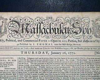   Massachusetts Spy PRINT Engraving Masthead 1784 Old Newspaper  