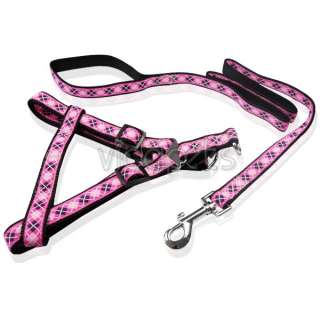 18 28 GIRTH Pink Doggie Nylon Comfort Dog Harness Collar L Large+ 4ft 