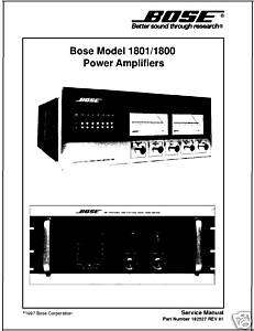 BOSE 1800 1801 POWER AMP SERVICE MANUAL PRINTED & BOUND  