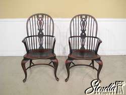 18411 Set 8 Windsor Oak Dining Room Chairs Black Rub Finish  