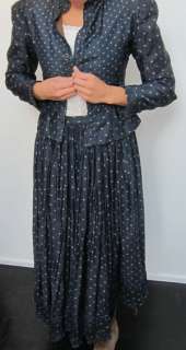   Victorian day Dress Gown + Navy Jacket Bustle skirt + Paris 1800s