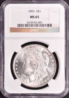 1892 MORGAN S$1 NGC MS 65  