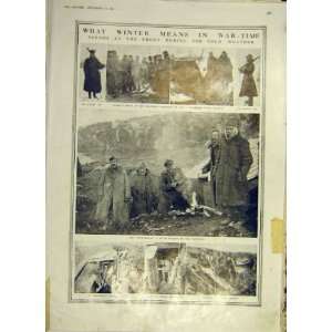  War Winter Ww1 Soldier Trench Weather Old Print 1914