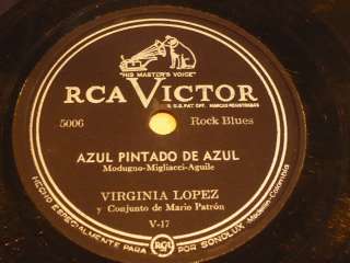 COLOMBIA 78 rpm RECORD RCA Victor VIRGINIA LOPEZ Bolero  