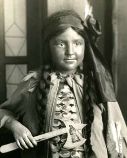1910s 7x10 PHOTO GIRL in VINTAGE INDIAN CORN COSTUME & POCAHONTAS 