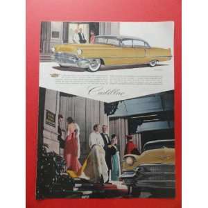  1956 Cadillac, print advertisement (gold car.) original 
