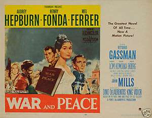War and Peace 1956 Orig Movie Poster Half Sheet VF  