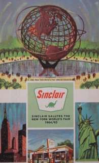 1964 SINCLAIR Worlds Fair Dinosaur Road Map ILLINOIS  
