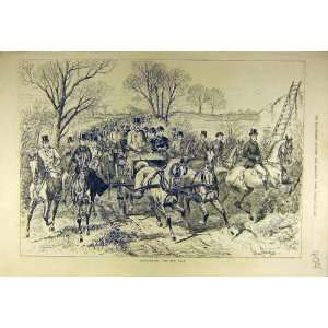  1881 New Year Hunt Hunters Carriage Hunting Old Print 