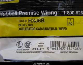 Hubbell XCelerator Cat6 Jack, Blue HXJ6B ~STSI 662620825403  