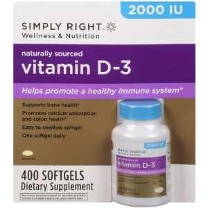  Simply Right Vitamin D 3 Dietary Supplement   400 ct 