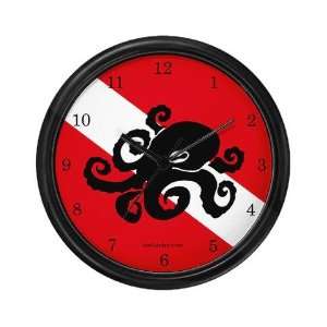  Octopus on Dive Flag Sports Wall Clock by  