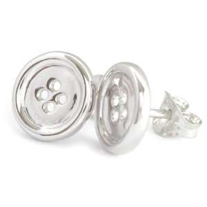  9ct White Gold Button Pair of Stud Earrings   Easter 