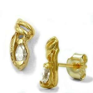 9K Gold Cubic Zirconia Filigree Earrings