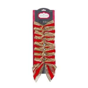  Trim a Home 8ct Combo Sheer Flock Bows   Red and Gold 