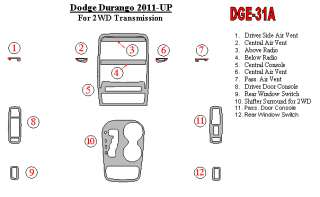 DODGE DURANGO 11 12 WOOD / CARBON FIBER / ALUMINUM BRUSH DASH TRIM KIT 
