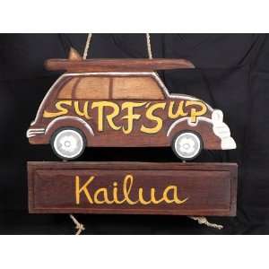    SURFS UP, KAILUA WOODY CAR SIGN   TIKI BAR DECOR