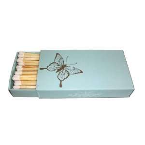Four Pack of 4 Wooden Fireplace Matches with Butterfly on Light Blue 