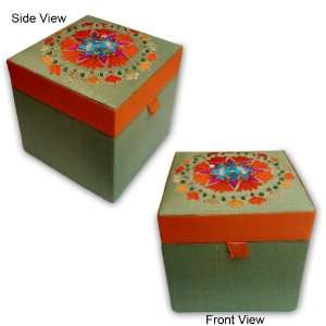  Handmade Embroidered Cosmetic And Jewelry MDF Box In Silk 