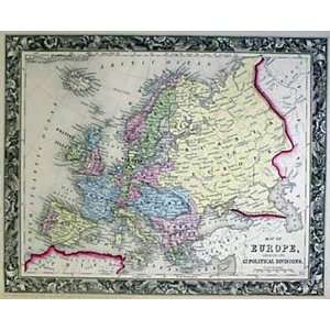  Mitchell 1860 Antique Map of Europe