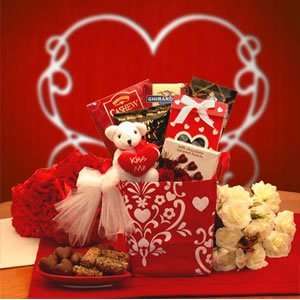  Love Valentine Gift Basket, Kiss Me Valentines Gift Set 