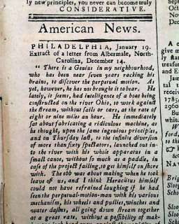 Early AMERICAN CONSTRUCTION ERA 1785 Boston Newspaper *  