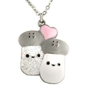 Unique Women / Girl Salt and Pepper Love Charm Necklace Pendant with 