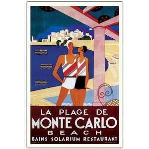 Best Quality La Plage de Monte Carlo by Phillipe Bouchard Framed 18x24