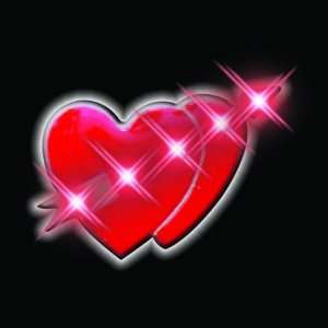 Cupid Heart Flashing Blinking Light Up Body Lights Pins (5 